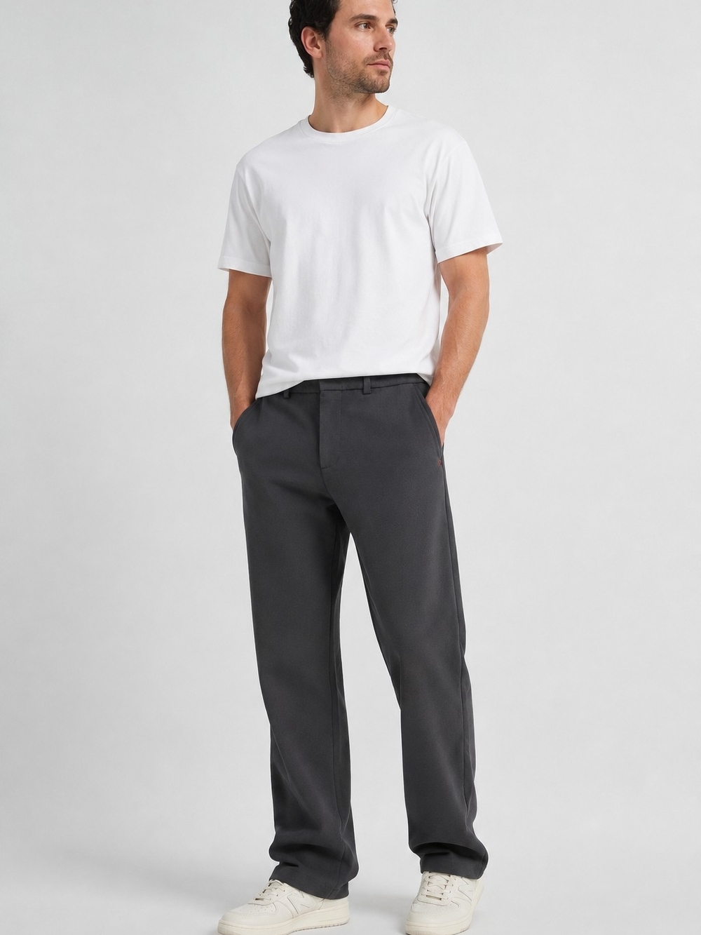 Esprit Men's Wide-Leg Chinos in Charcoal Gray